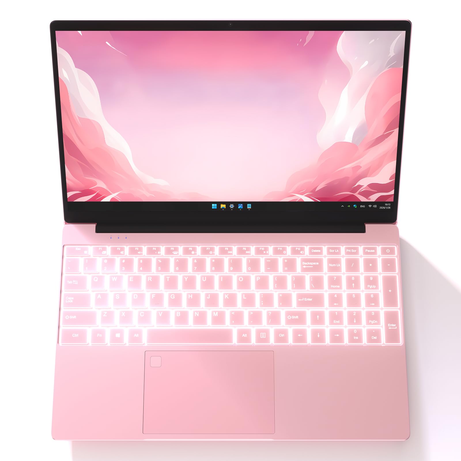 Auusda Business Laptop Computer for Work, Notebook PC for College Students, 15.6" FHD Display, Up to 3.4GHz CPU, Backlit Keyboard, Fingerprint ID, Up to 10TB Storage, 16GB DDR4 RAM, 1TB NVMe, Pink