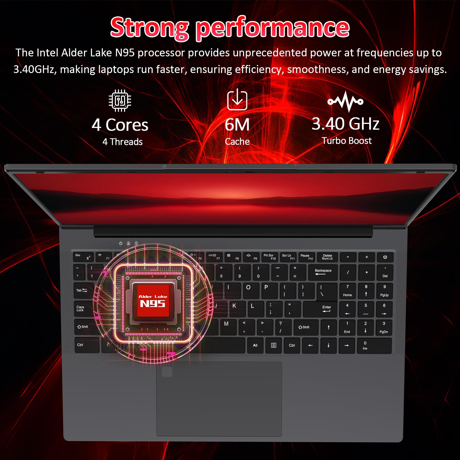 Auusda T152A Business-Laptop – Intel N95 CPU, 32 GB RAM, 1 TB SSD, Silber