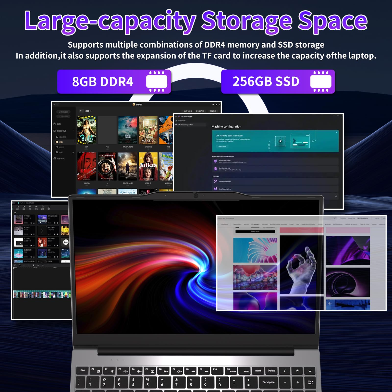 Auusda Student Laptop,14.1" FHD Laptop for Business and Study, 4-Core N5095丨Numeric Keypad, Backlit Keyboard, Privacy Camera, USB 3.0, HDMI, Lightweight & Portable, 8GB RAM, 256GB SSD, Silver