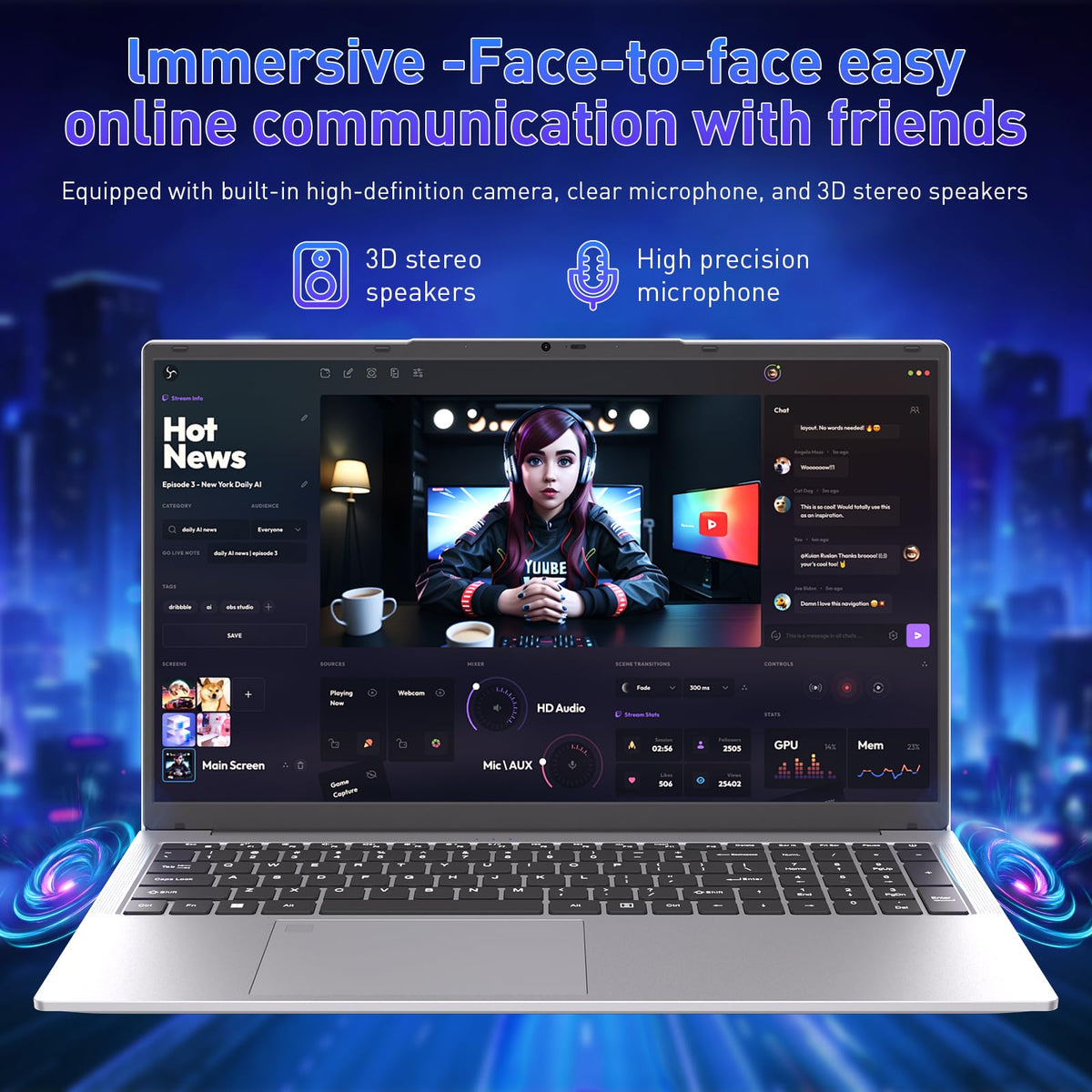 Auusda T152A Business-Laptop – Intel N95-CPU, 32 GB RAM, 1 TB SSD