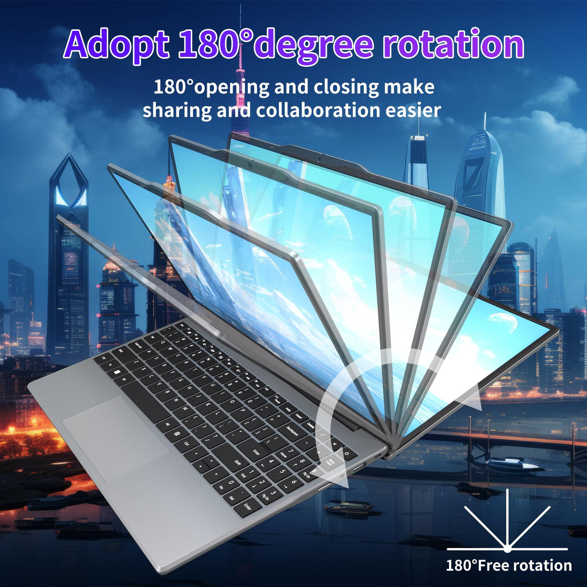 Auusda Student Laptop,14.1" FHD Laptop for Business and Study, 4-Core N5095丨Numeric Keypad, Backlit Keyboard, Privacy Camera, USB 3.0, HDMI, Lightweight & Portable, 8GB RAM, 256GB SSD, Silver