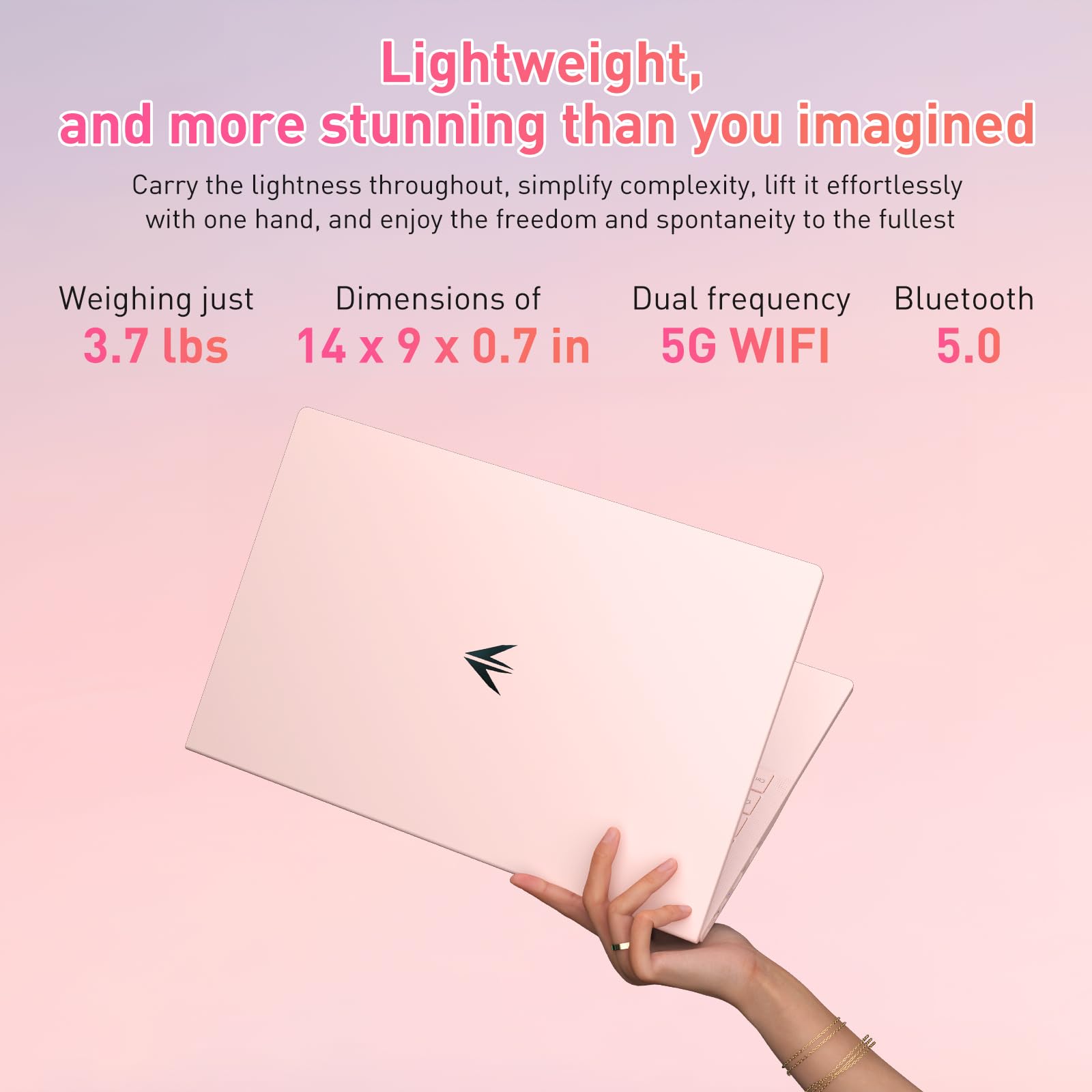 auusda 15.6" FHD Laptop, Athlon Silver 3050E Processor, 16GB DDR4 RAM, 512GB SSD, WiFi 5/ USB 3.0/ Type-C/HDMI, Win 11 Pro, IPS Thin and Light Computer Notebook for Work, Study and Entertainment, Pink