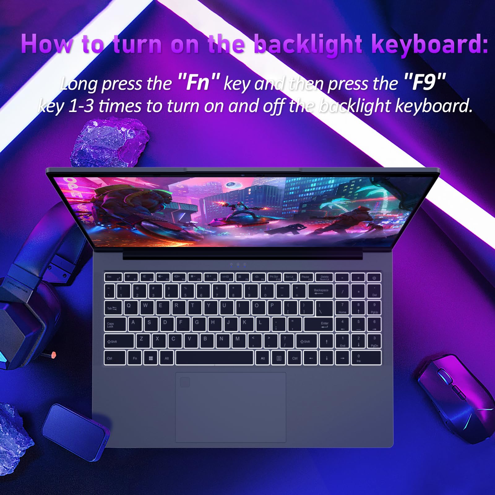 Auusda 15.6'' Laptop for Work & Students for Ryzen 7 5825U (up to 4.5GHz)丨8C16T, Fully Functional USB-C, with Backlit Keyboard, Fingerprint Unlock, Privacy Camera, 32GB RAM, 1TB SSD, Gray