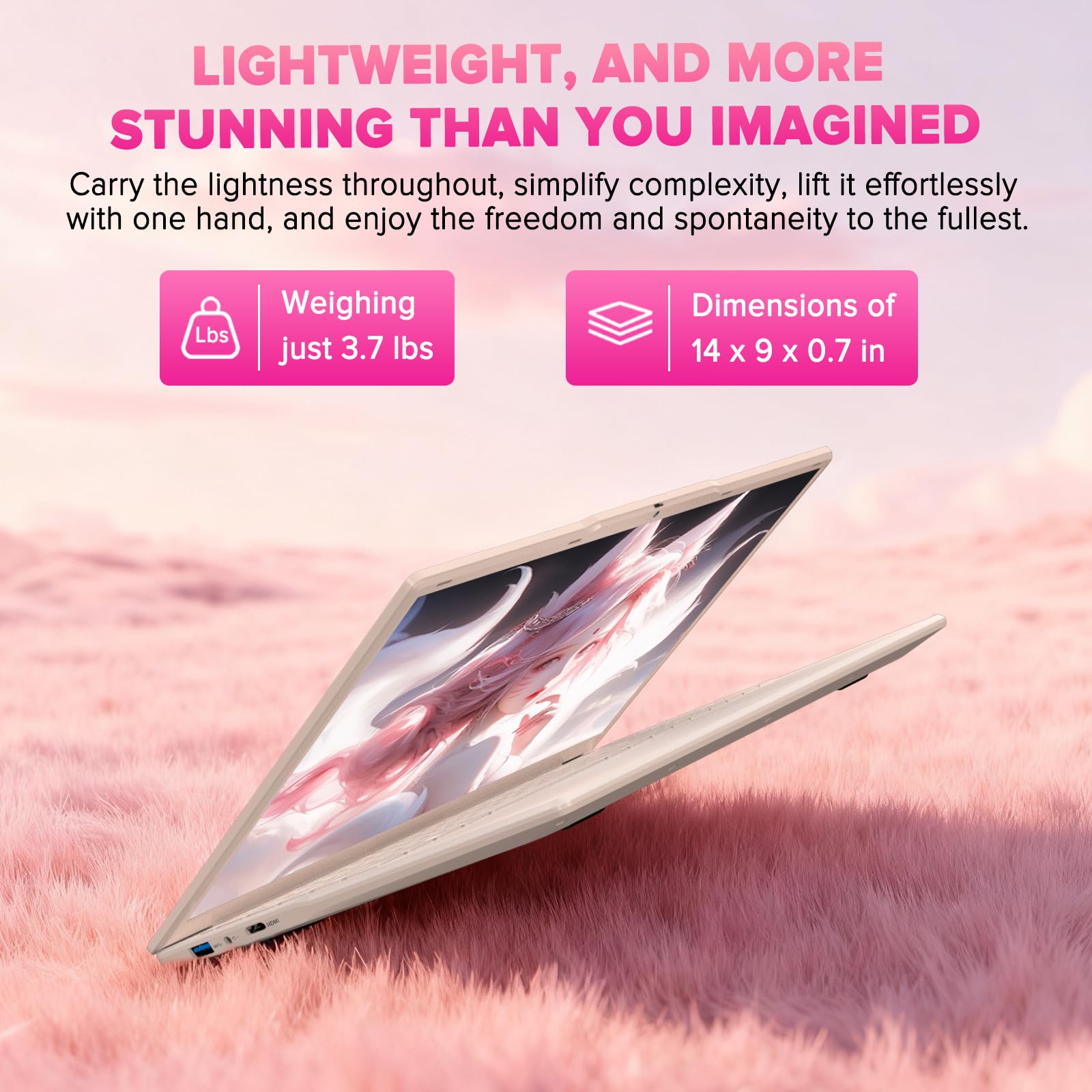 Auusda 2026 Lightweight Portable Pink Laptop, 4C4T-Processor, 15.6" FHD IPS丨Backlit Keyboard, Privacy Camera, Fingerprint Reader, Win 11 Pro, HDMI, for Business Work Study, 8GB RAM 128GB NVMe SSD