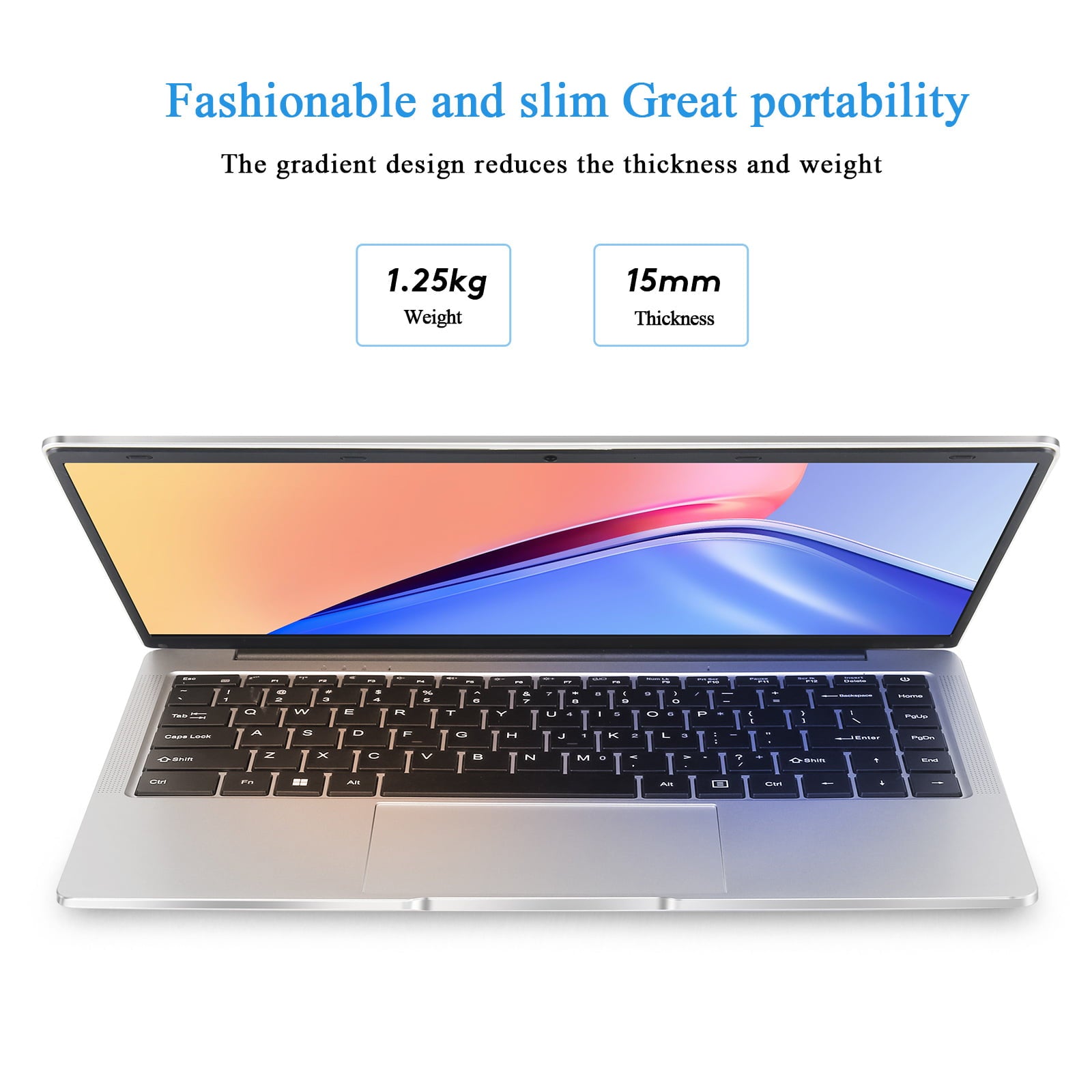 Auusda A146G 14.1" Laptop: Intel Celeron J4125, 8GB DDR4, 256GB SSD, Windows 11 Pro Home Laptop, Wifi+Bluetooth - Silver